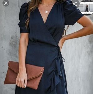 Vici high low ruffle wrap dress